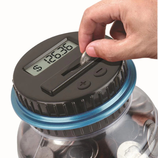 Clearance！ Change Clear Gift Counter Digital Jar Bank Savings LCD Counting Housekeeping Organizers Money Saving Jar (Black)