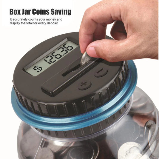 Clearance！ Change Clear Gift Counter Digital Jar Bank Savings LCD Counting Housekeeping Organizers Money Saving Jar (Black)